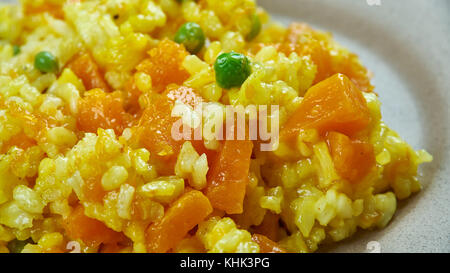 Citrouille, paella végétarienne espagnol close up Banque D'Images