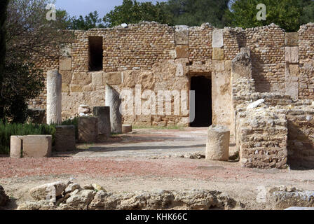 Une ancienne villa romaine en ruines de Carthage, Tunisie Banque D'Images