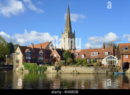 La Tamise à Abingdon malthouse & St Helen's Church, Abingdon, Oxfordshire Banque D'Images