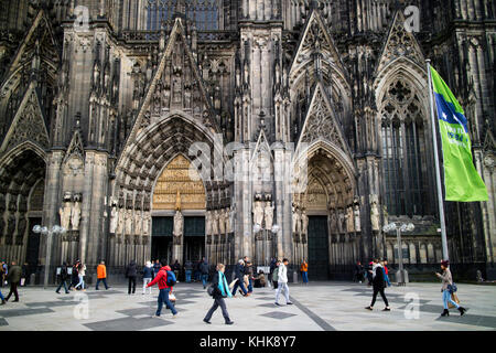 La cathédrale de Cologne, Innenstadt central city district et plus grande ville de l'Etat fédéral allemand de Rhénanie du Nord-Westphalie en Allemagne, Europe Banque D'Images