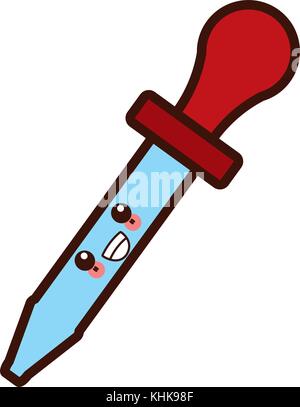 Tube pipette laboratoire kawaii cute cartoon Illustration de Vecteur