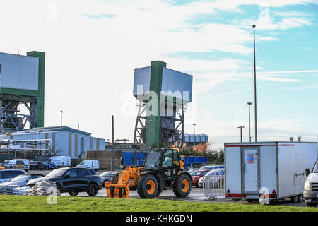 La mine de Kellingley No 2 Les démolitions de liquidation;le nombre deux tour à Kellingley Colliery, Yorkshire du Nord, a été présenté à l'explosif dans la région de br Banque D'Images