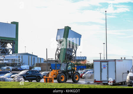 La mine de Kellingley No 2 Les démolitions de liquidation;le nombre deux tour à Kellingley Colliery, Yorkshire du Nord, a été présenté à l'explosif dans la région de br Banque D'Images