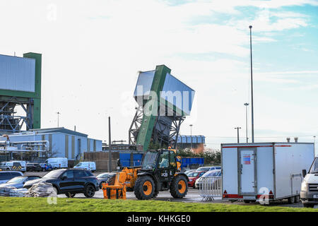 La mine de Kellingley No 2 Les démolitions de liquidation;le nombre deux tour à Kellingley Colliery, Yorkshire du Nord, a été présenté à l'explosif dans la région de br Banque D'Images