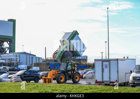 La mine de Kellingley No 2 Les démolitions de liquidation;le nombre deux tour à Kellingley Colliery, Yorkshire du Nord, a été présenté à l'explosif dans la région de br Banque D'Images