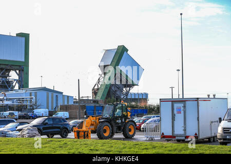 La mine de Kellingley No 2 Les démolitions de liquidation;le nombre deux tour à Kellingley Colliery, Yorkshire du Nord, a été présenté à l'explosif dans la région de br Banque D'Images