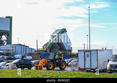 La mine de Kellingley No 2 Les démolitions de liquidation;le nombre deux tour à Kellingley Colliery, Yorkshire du Nord, a été présenté à l'explosif dans la région de br Banque D'Images