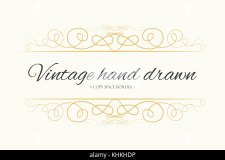 Vector hand drawn fleurit, diviseur de texte, la conception graphique élément. designer vintage golden line border frame. invitation de mariage, carte de visite page déc Illustration de Vecteur