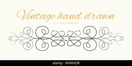 Vector hand drawn fleurit, diviseur de texte, la conception graphique élément. cute vintage designer frontière. carte d'invitation de mariage, page décoration calligraphier. Illustration de Vecteur