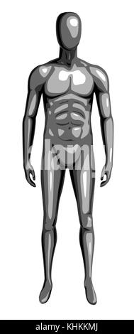 Homme mannequin 3d avec texture acier monochrome. debout vue avant du corps humain mâle mannequin. vector art créatif illustration isolé backgorund blanc Illustration de Vecteur