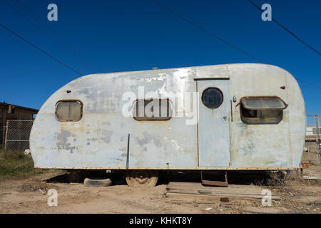 Vintage remorque abandonnée accueil à Bombay beach salton sea en Californie Banque D'Images