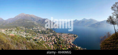 Vue panoramique Menaggio sur la rive du lac de Côme (Lago di Como), province de Lecco, Lombardie, Italie. Banque D'Images