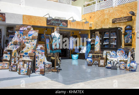 Boutique de souvenirs à Oia, Santorini, Cyclades, Grèce, mer Méditerranée, Europe Banque D'Images