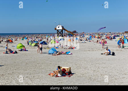 Beach, St Peter-ording, Frise du Nord, Schleswig-Holstein, Allemagne, Banque D'Images