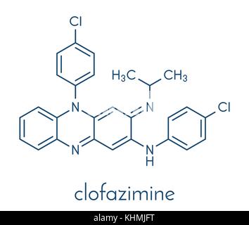 La clofazimine la lèpre molécule pharmaceutique. formule topologique. Illustration de Vecteur