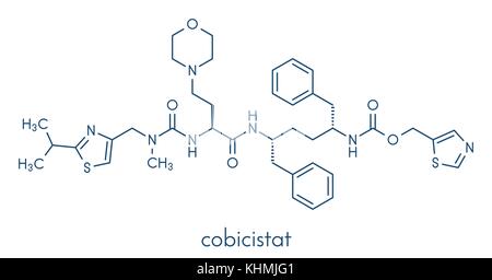 Cobicistat inhibiteurs du cytochrome p450 molécule pharmaceutique. augmente l'exposition de divers médicaments contre le VIH en inhibant leur dégradation par les enzymes métaboliques, y Illustration de Vecteur