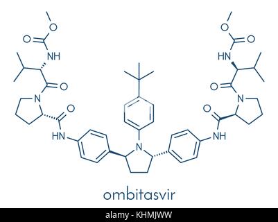 Ombitasvir l'hépatite C (VHC) molécule pharmaceutique. inhibiteur de protéines non structurales (ns 5a5a). formule topologique. Illustration de Vecteur