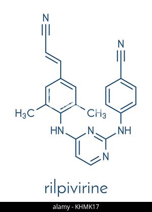 La rilpivirine vih molécule pharmaceutique. formule topologique. Illustration de Vecteur