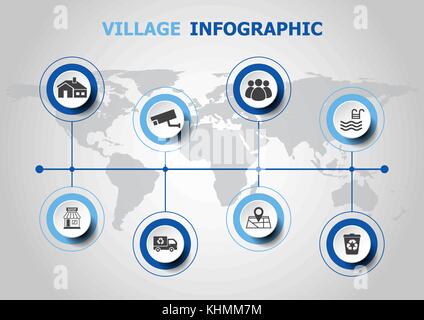 Conception infographique avec icônes, vecteur stock village Illustration de Vecteur