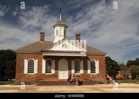 Le palais historique de la place du marché remonte au dix-huitième siècle et a joué un rôle important dans la vie de Colonial Williamsburg, Virginie Banque D'Images