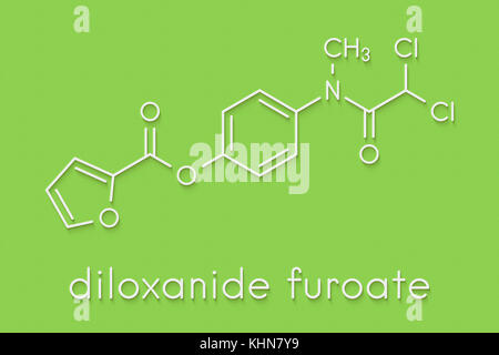 Diloxanide furoate de l'amibiase. molécule du médicament utilisé dans le traitement de l'Entamoeba histolytica infections. formule topologique. Banque D'Images