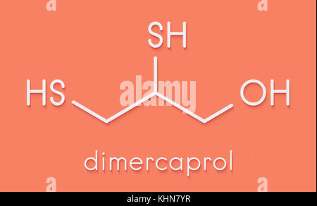 Dimercaprol (bal, anti-britannique l'empoisonnement aux métaux lewisite) molécule antidote. formule topologique. Banque D'Images