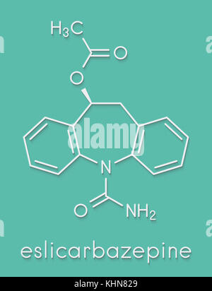 L'acétate d'eslicarbazépine épilepsie molécule pharmaceutique. formule topologique. Banque D'Images