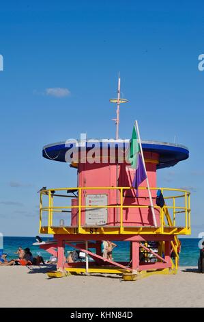 Visages bâtiment Art déco et design à South Beach, Miami, Floride, USA. Banque D'Images