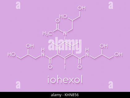 L'iohexol contraste molécule. utilisés dans l'angiographie coronarienne procédures. formule topologique. Banque D'Images