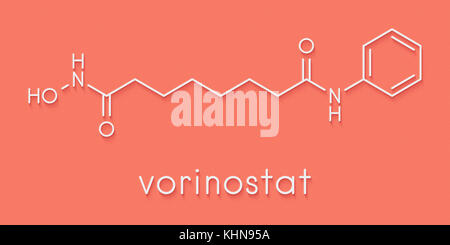 Le lymphome t cutané vorinostat molécule pharmaceutique. agit comme inhibiteur de l'histone désacétylase. formule topologique. Banque D'Images