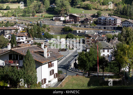 Ville de etroubles, Italie. vue pittoresque de la ville de etroubles en Italie du nord. Banque D'Images