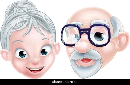 Caricature couple de personnes âgées heureux Illustration de Vecteur