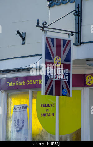 Harwich Essex Royaume Uni - 16 novembre 2017 : façade du bureau de l'UKIP d'Harwich Banque D'Images