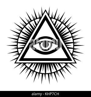 All-Seeing Eye de Dieu (l'Œil de la Providence | Oeil de l'Omniscience | Delta lumineux | Oculus Dei). Symbole mystique de la Franc-maçonnerie et des Illuminati. Banque D'Images