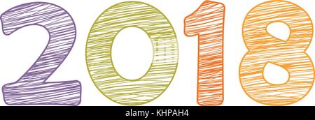 Les numéros de 2018 en couleur pour célébrer la nouvelle année dans un style simple et coloré Illustration de Vecteur