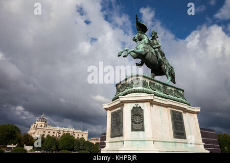 L'archiduc Charles monument sur Heldenplatz à Vienne, Autriche, statue équestre du Duc de Teschen, inauguré en 1860 Banque D'Images