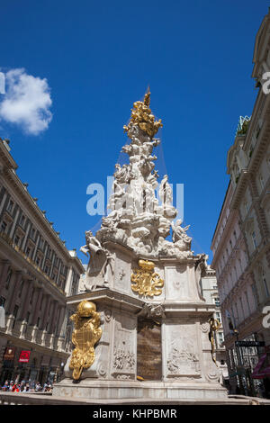 L'Autriche, Vienne, Wiener Dreifaltigkeitssaule Pestsaule ou - Sainte Trinité ou la colonne de la peste, monument baroque du 17e siècle. Banque D'Images