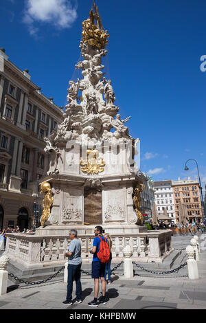 L'Autriche, Vienne, Wiener Dreifaltigkeitssaule Pestsaule ou - Sainte Trinité ou la colonne de la peste, monument baroque du 17e siècle. Banque D'Images