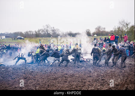 Sauvage et laineux, charité scramble motocross le lendemain. 50 ans de cette activité de bienfaisance qui est une tradition pour de nombreuses familles après Noël. Banque D'Images