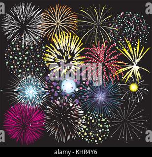 Vector set d'artifice coloré Illustration de Vecteur