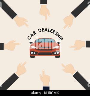 Voiture et la main de signer.L'agence de voiture modèle de conception de logo vector.Car center à vendre concept.service de location de voiture concept.Vector illustration. Illustration de Vecteur