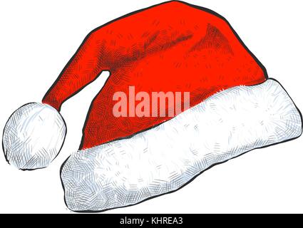 Santa hat isolé sur fond blanc. Illustration de Vecteur