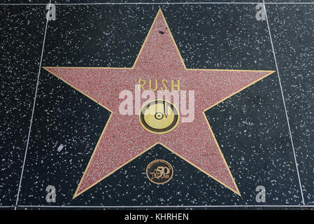 HOLLYWOOD, CA - 06 DÉCEMBRE : la vedette de Rush sur le Hollywood Walk of Fame à Hollywood, Californie, le 6 décembre 2016. Banque D'Images