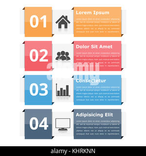 L'infographie d'objets avec les nombres, les icônes et le texte, les éléments de conception infographique pour workflow, organigramme, étapes ou options, eps10 vector illustration Banque D'Images