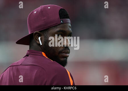 Le Pirée, Grèce - 31 octobre 2017 : Le joueur de Barcelone Samuel Umtiti en action au cours de l'UEFA Champions League match entre l'Olympiakos vs FC Barcelo Banque D'Images