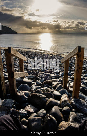 Mer ensoleillée à la plage de Porth Ceiriad, près d'Abersoch, Gwynedd, pays de Galles Banque D'Images