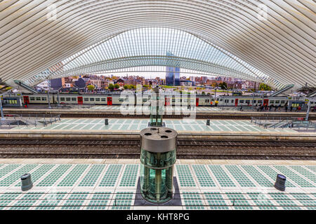 Liège, Belgique - novembre 2017 : LIÈGE-GUILLEMINS gare ferroviaire conçu par le célèbre architecte Santiago Calatrava Banque D'Images