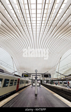 Liège, Belgique - novembre 2017 : LIÈGE-GUILLEMINS gare ferroviaire conçu par le célèbre architecte Santiago Calatrava Banque D'Images