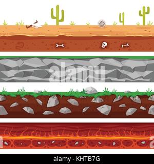 Vector cartoon style jeu de différents motifs transparente, les sols et terrains de jeux. jeu utilisateur (GUI) pour les jeux vidéos, l'ordinateur ou le site web d Illustration de Vecteur