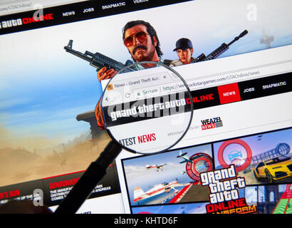 Montréal, Canada - le 7 novembre 2017 : Grand Theft Auto en ligne accueil site web. Le jeu est un monde ouvert jeu vidéo multijoueur en ligne Banque D'Images